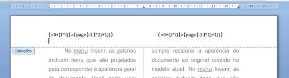 Númeração de página em colunas