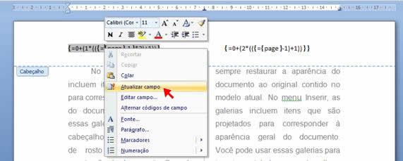 Atualizar Campo Atualizar Campo