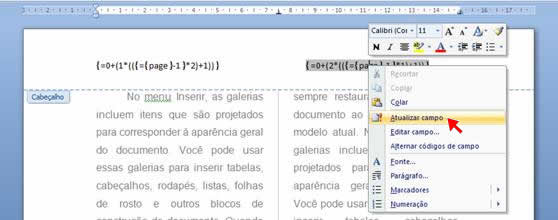 Atualizar Campo Atualizar Campo
