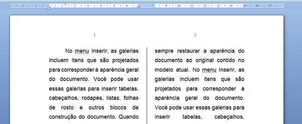 Númeração de página em colunas Númeração de página em colunas