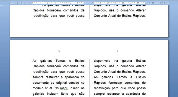 Número de páginas em colunas Número de páginas em colunas