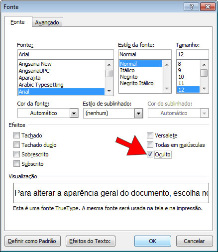 efeito texto oculto no word efeito texto oculto no word
