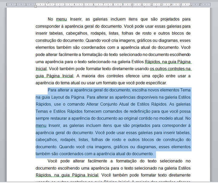 texto selecionado texto selecionado