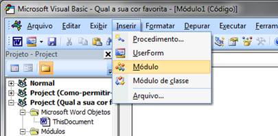 Inserir Módulo Inserir Módulo