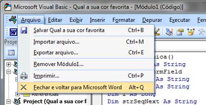 Fechar e Voltar para o Microsoft Word Fechar e Voltar para o Microsoft Word