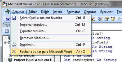 Fechar e Voltar para o Microsoft Word