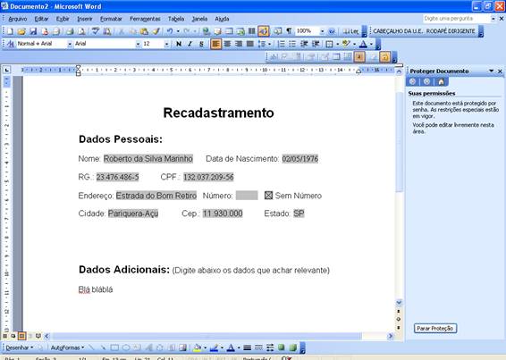 Formulário Formulário