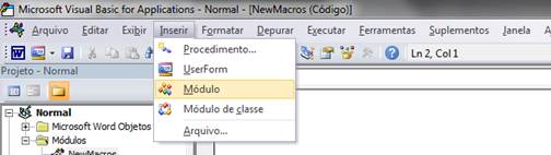 Inserir Módulo Inserir Módulo