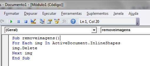 Código para remover imagens do documento Código para remover imagens do documento