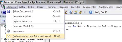 Fechar o Editor do Visual Basic