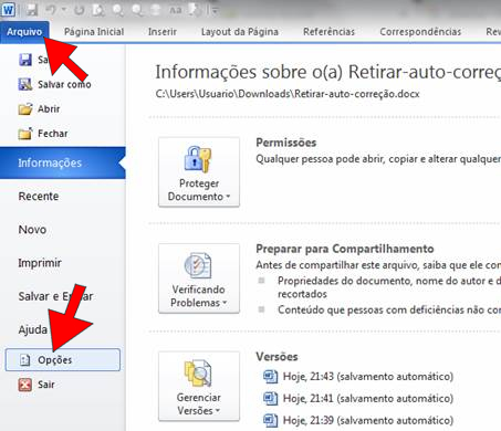 Opções do Word Opções do Word