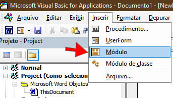 Inserir Módulo Inserir Módulo