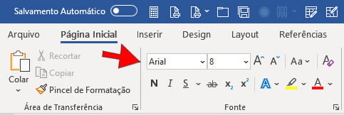 Alterar tipo e tamanho da fonte Alterar e tipo e tamanho da fonte