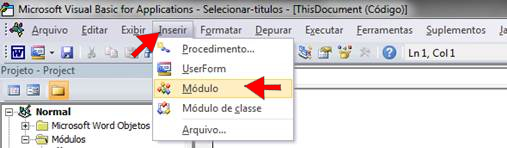 Inserir Módulo Inserir Módulo