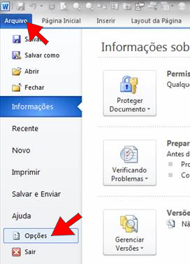 Opções do Word