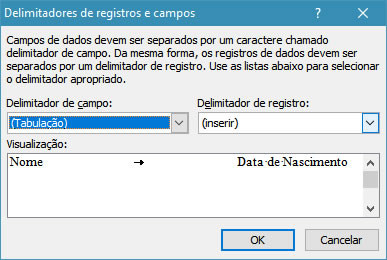 delimitadores de registros e campos delimitadores de registros e campos