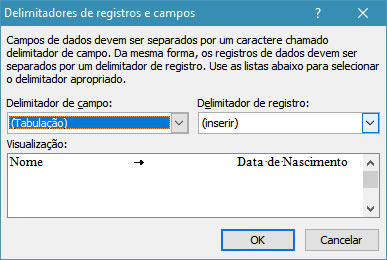 delimitadores de registros e campos