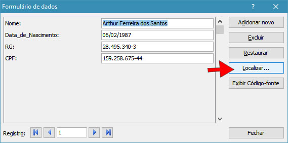 Localizar registro Localizar registro