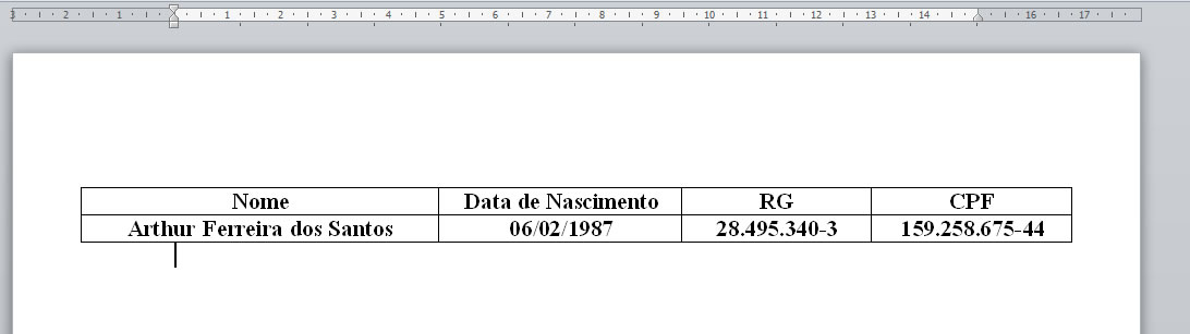 Tabela de dados Tabela de dados