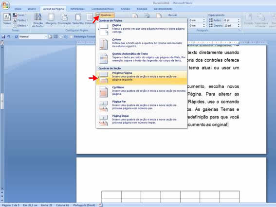 Quebra de Seção Próxima Página