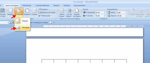 Orientação da página