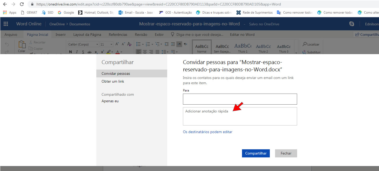 Adicionar anotação rápida Adicionar anotação rápida
