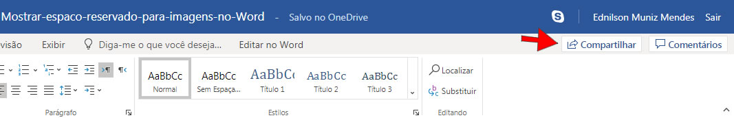 Compartilhar documento no Word Online