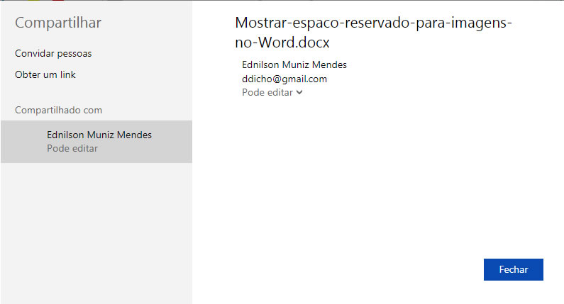 documento compartilhado no Word Online