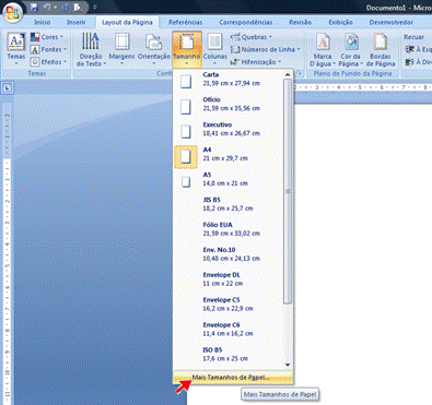 Mais Tamanhos de Papel