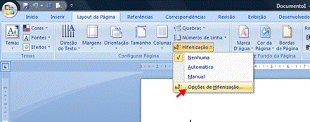 Opções de Hifenização Opções de Hifenização