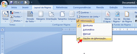 Opções de Hifenização