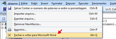 Fechar  Editor do Visual Basic