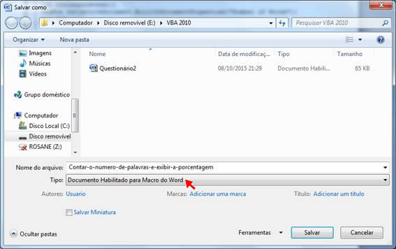 Salvar como Documento Habilitado para Macro do Word