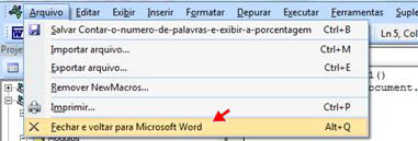 Fechar e Voltar para o Microsoft Word