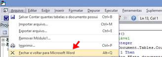 Fechar e voltar para Microsoft Word Fechar e voltar para Microsoft Word