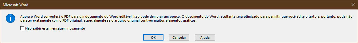 mensagem converter de pdf para Word