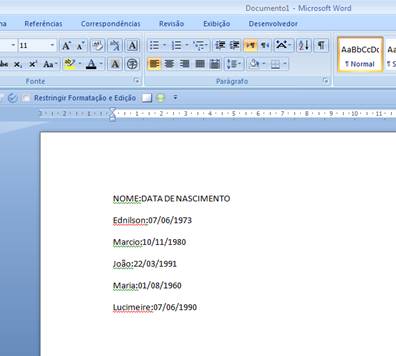 Tabela convertido em texto Tabela convertido em texto