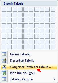 Converter texto em tabela Converter texto em tabela