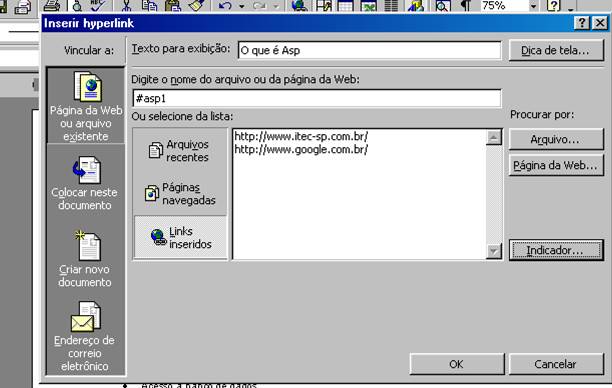 Inserir Indicador Inserir Indicador
