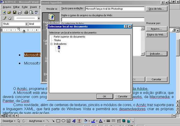 Selecionar local no documento Selecionar local no documento