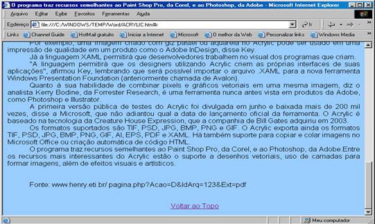 Visualização de página web Visualização de página web