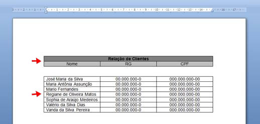 Tabela dividida em duas