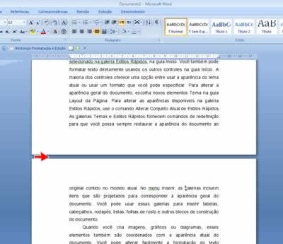 Espaço entre páginas Espaço entre páginas