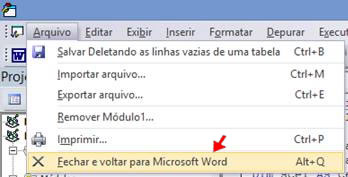Fechar e voltar para o Microsoft Word Fechar e voltar para o Microsoft Word