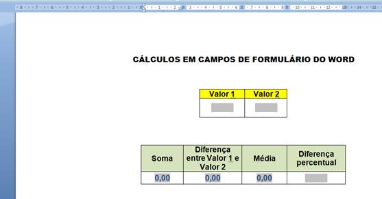 Cálculos em formulário