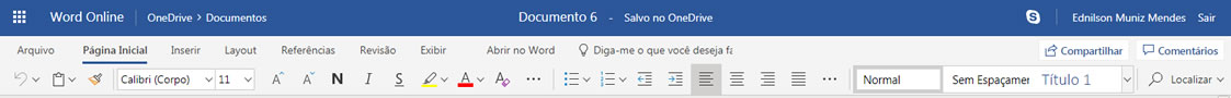 Faixa de Opções Simplificada no Word Online Faixa de Opções Simplificada no Word Online
