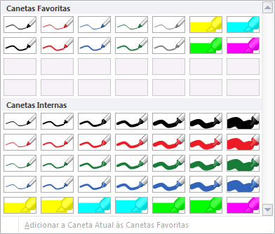canetas no Word 2010