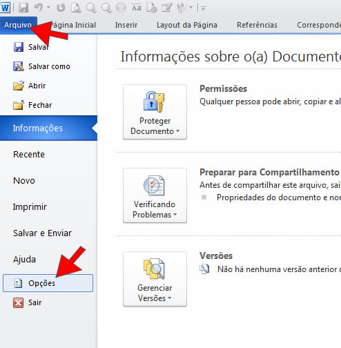 Opções do Word Opções do Word