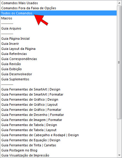 Todos os Comandos todos os comandos