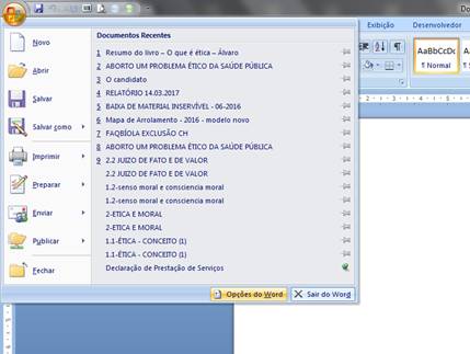 Opções do Word Opções do Word